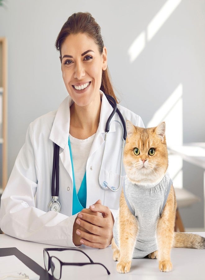 Avont 2 Pack Cat Recovery Suit - Kitten Onesie for Cats After Surgery, Surgical Spay Recovery Suit Female for Abdominal Wounds or Skin Diseases Protection -Grey/Dark Grey(L) - Image 2